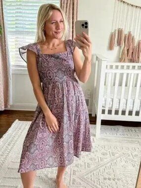 Banana Republic Tie-Back Midi Dress Blush Ash